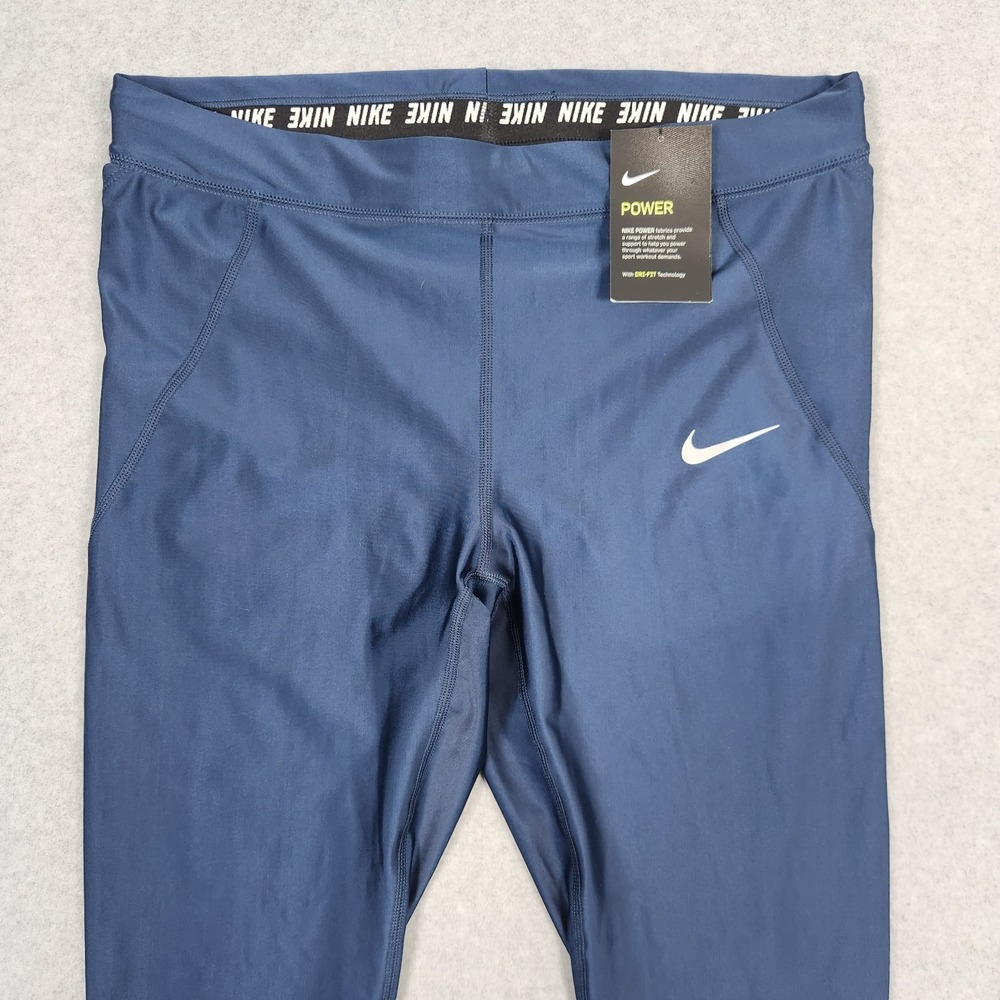 Nike Running Tights Womens XL Blue 7/8 Length Dri Fit Active Stretch Drawstring